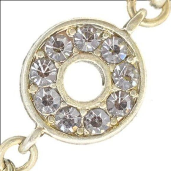 ANN TAYLOR LOFT Signed Necklace 36" Goldtone Chain Rhinestones - Picture 2 of 5